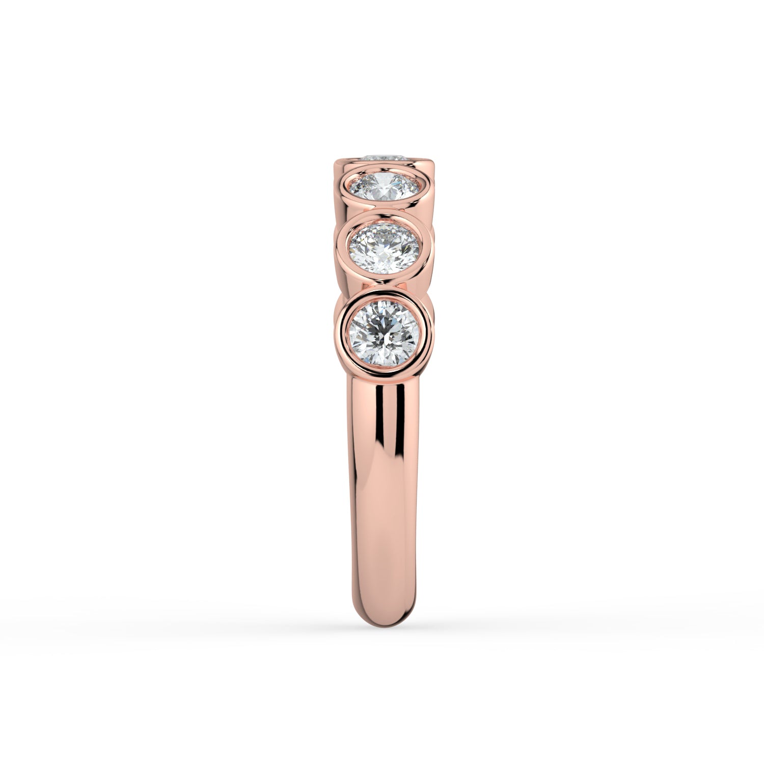 The Sara Ring - Round Bezel Set Half Eternity Band