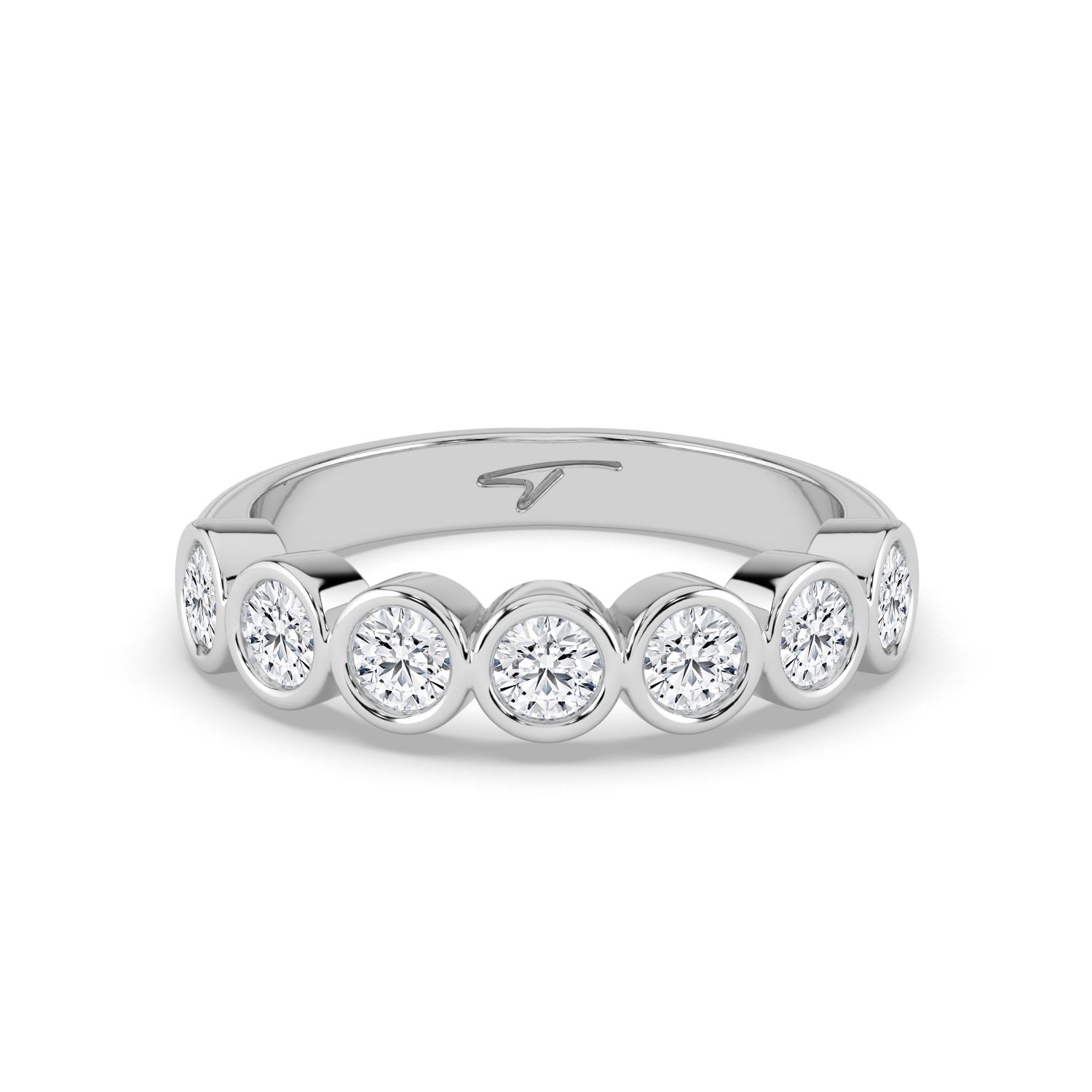 The Sara Ring - Round Bezel Set Half Eternity Band