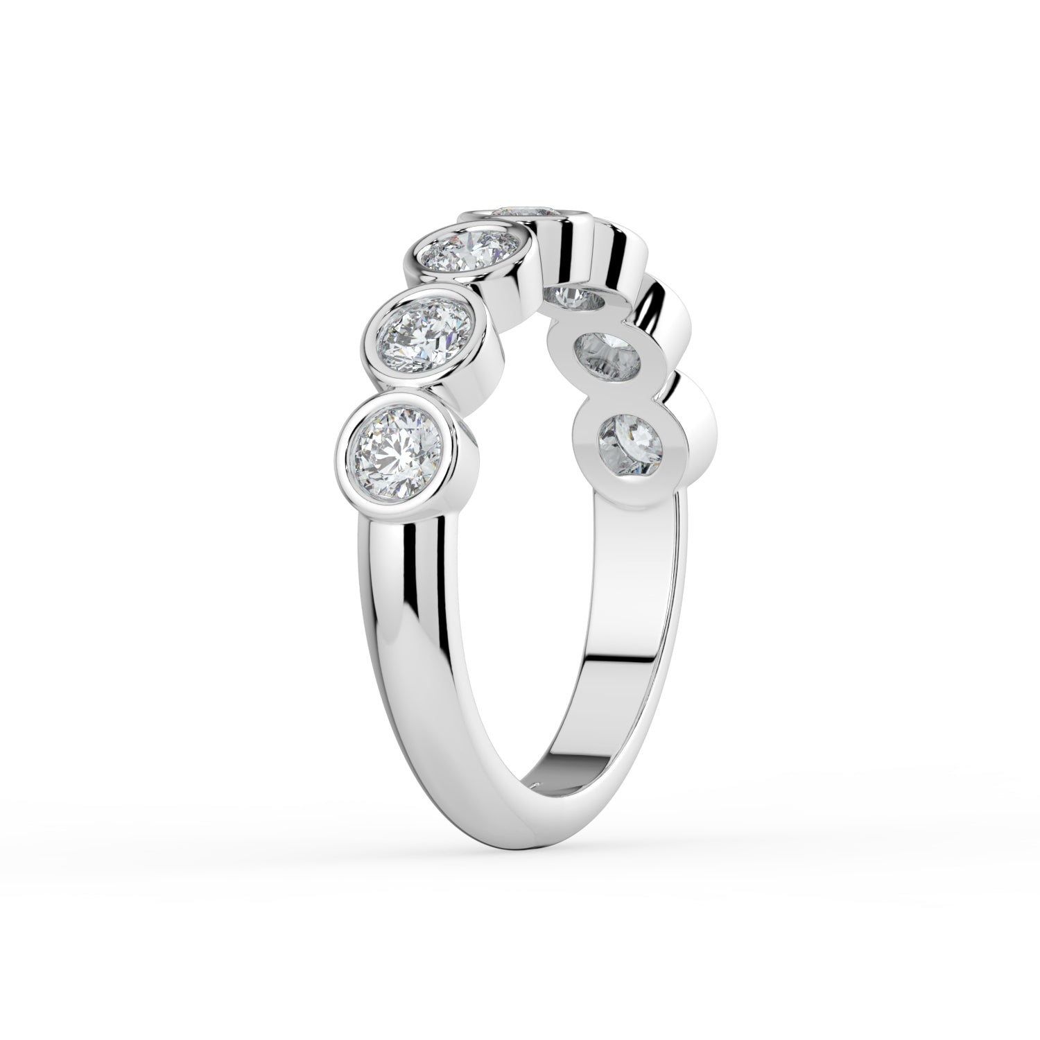 The Sara Ring - Round Bezel Set Half Eternity Band