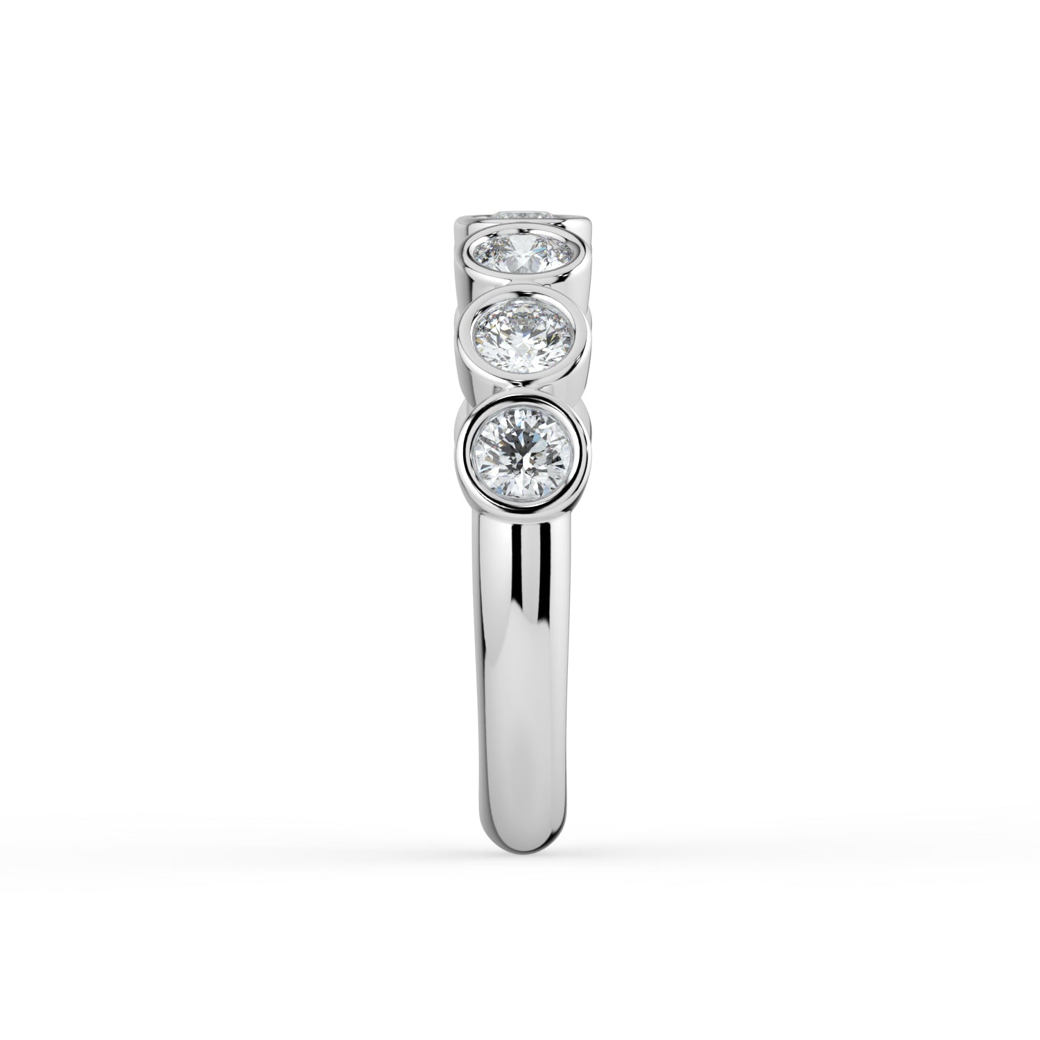 The Sara Ring - Round Bezel Set Half Eternity Band