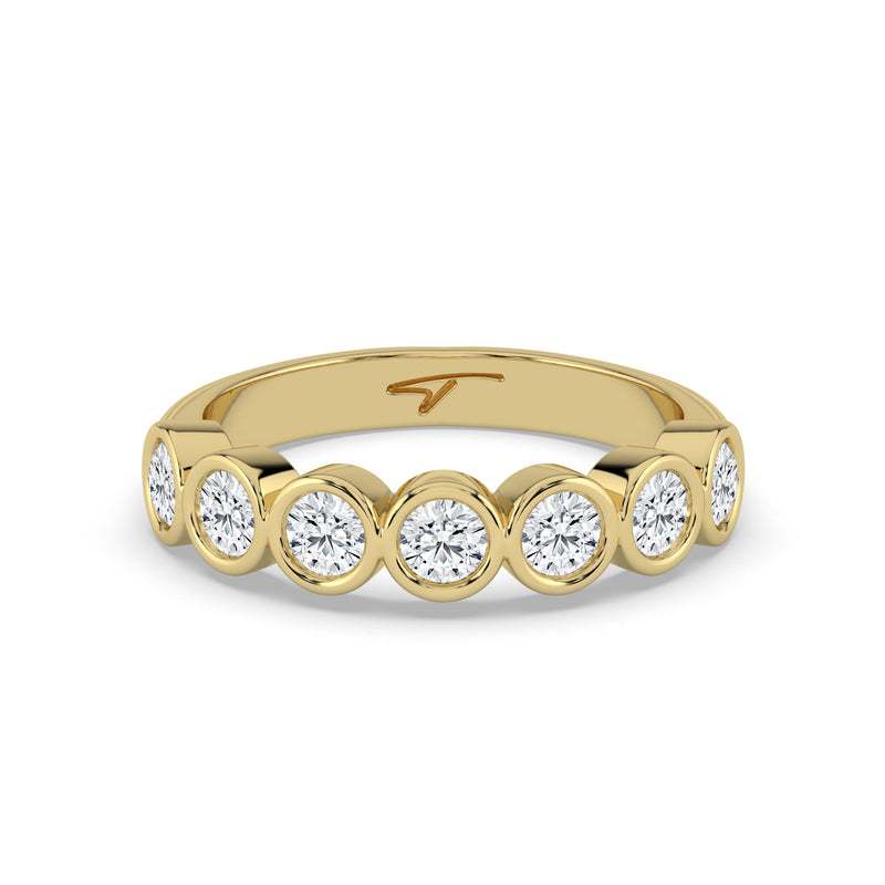 The Sara Ring - Round Bezel Set Half Eternity Band