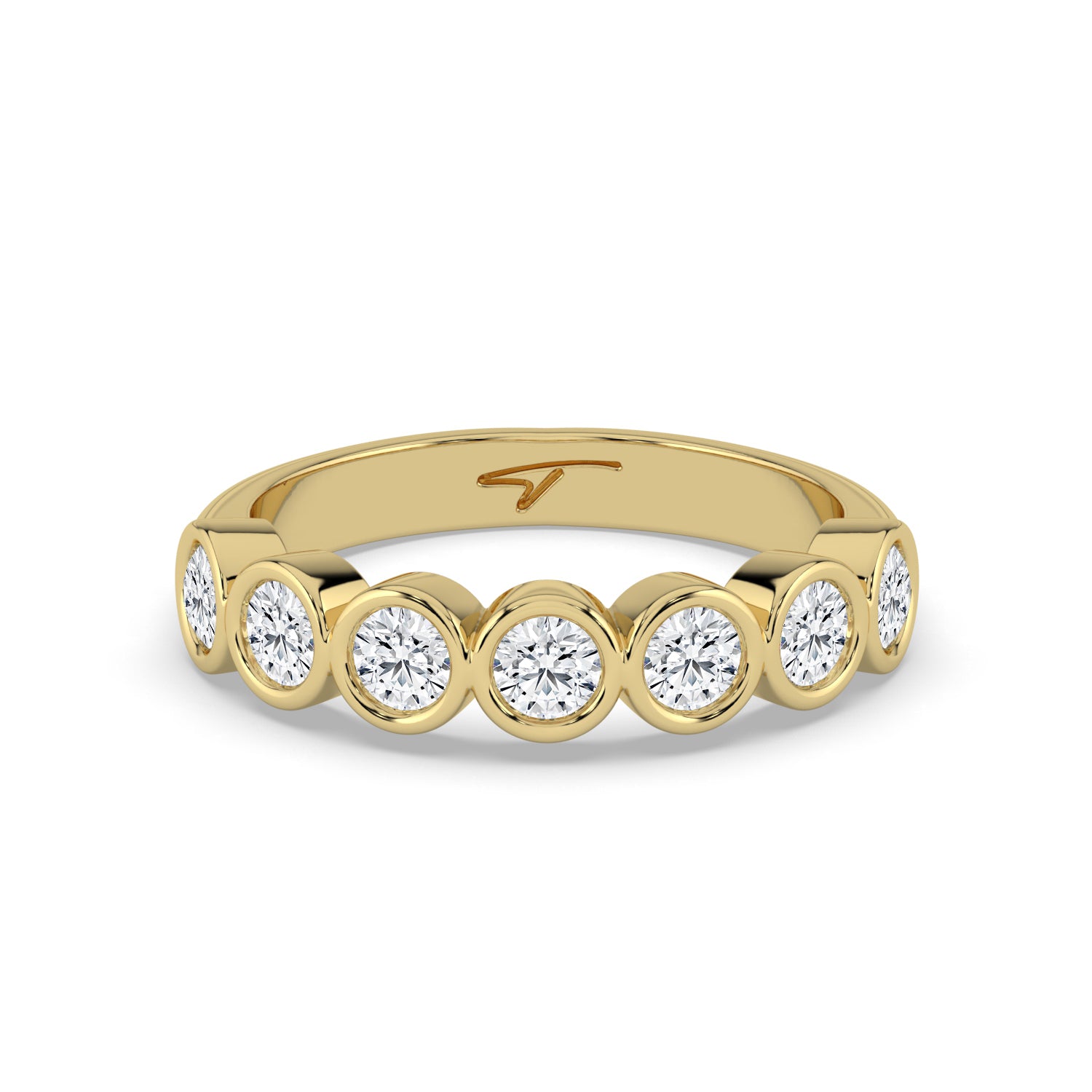 The Sara Ring - Round Bezel Set Half Eternity Band