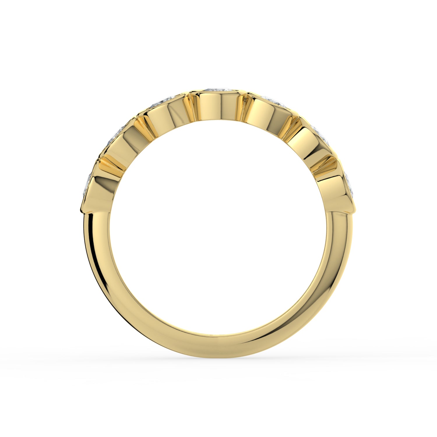 The Sara Ring - Round Bezel Set Half Eternity Band