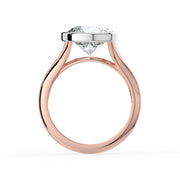 The Gabriella Ring — Round Bezel with Split Band Lab-Grown Diamond Engagement Ring in Two-Tone Rose and White Gold | The Jewel Concierge