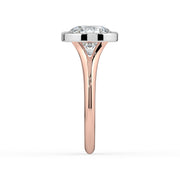 The Gabriella Ring — Round Bezel with Split Band Lab-Grown Diamond Engagement Ring in Two-Tone Rose and White Gold | The Jewel Concierge