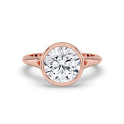 The Gabriella Ring — Round Bezel with Split Band Lab-Grown Diamond Engagement Ring in Rose Gold | The Jewel Concierge