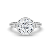 The Gabriella Ring — Round Bezel with Split Band Lab-Grown Diamond Engagement Ring in White Gold | The Jewel Concierge