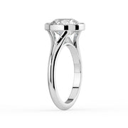 The Gabriella Ring — Round Bezel with Split Band Lab-Grown Diamond Engagement Ring in White Gold | The Jewel Concierge
