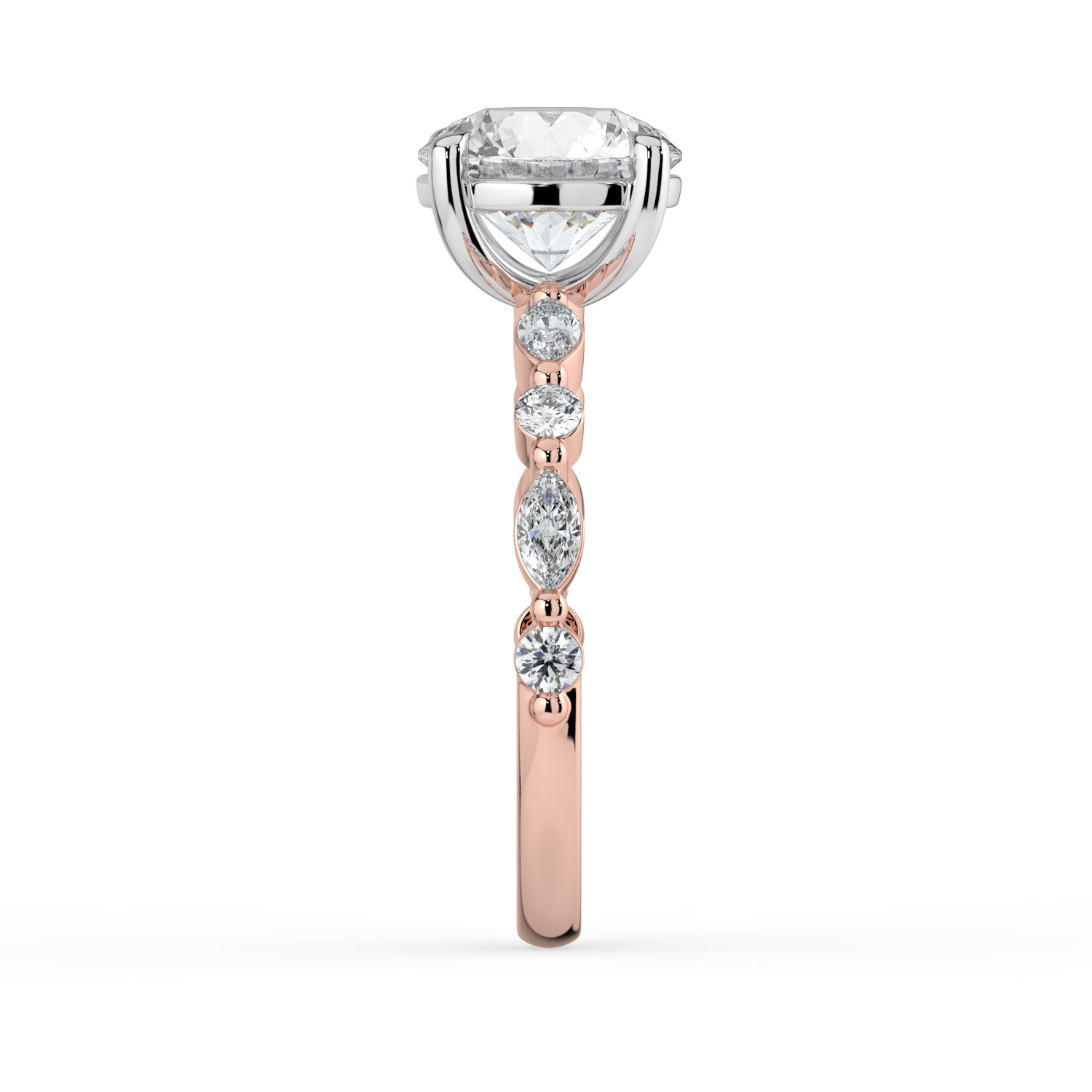 The Vega Ring - Round with Marquise & Round Accents