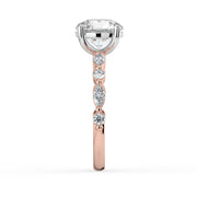 The Vega Ring — Round with Marquise & Round Accents Lab-Grown Diamond Engagement Ring in Two-Tone Rose and White Gold | The Jewel Concierge