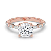 The Vega Ring — Round with Marquise & Round Accents Lab-Grown Diamond Engagement Ring in Rose Gold | The Jewel Concierge