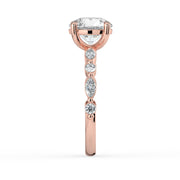 The Vega Ring — Round with Marquise & Round Accents Lab-Grown Diamond Engagement Ring in Rose Gold | The Jewel Concierge