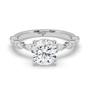 The Vega Ring — Round with Marquise & Round Accents Lab-Grown Diamond Engagement Ring in White Gold | The Jewel Concierge