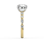 The Vega Ring — Round with Marquise & Round Accents Lab-Grown Diamond Engagement Ring in Two-Tone Yellow and White Gold | The Jewel Concierge