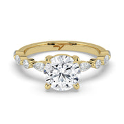 The Vega Ring — Round with Marquise & Round Accents Lab-Grown Diamond Engagement Ring in Yellow Gold | The Jewel Concierge
