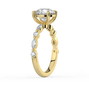 The Vega Ring — Round with Marquise & Round Accents Lab-Grown Diamond Engagement Ring in Yellow Gold | The Jewel Concierge