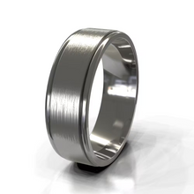 Brushed Dual Groove Flat Men's Wedding Band