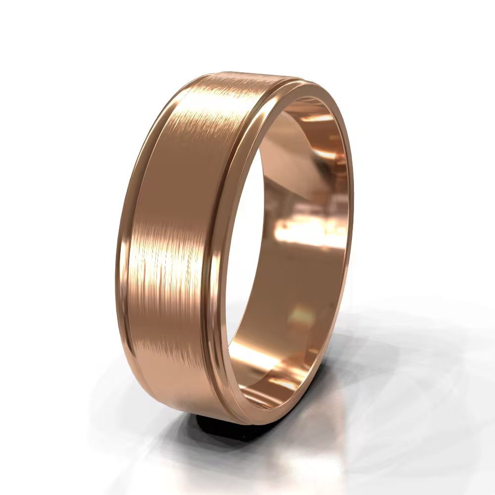 Brushed Dual Groove Flat Men's Wedding Band