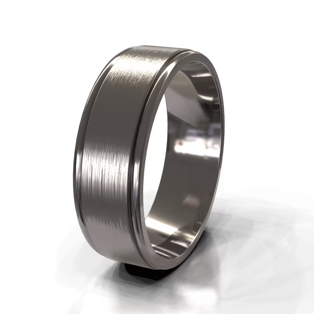 Brushed Dual Groove Flat Men's Wedding Band
