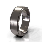 Brushed Dual Groove Flat Men's Wedding Band