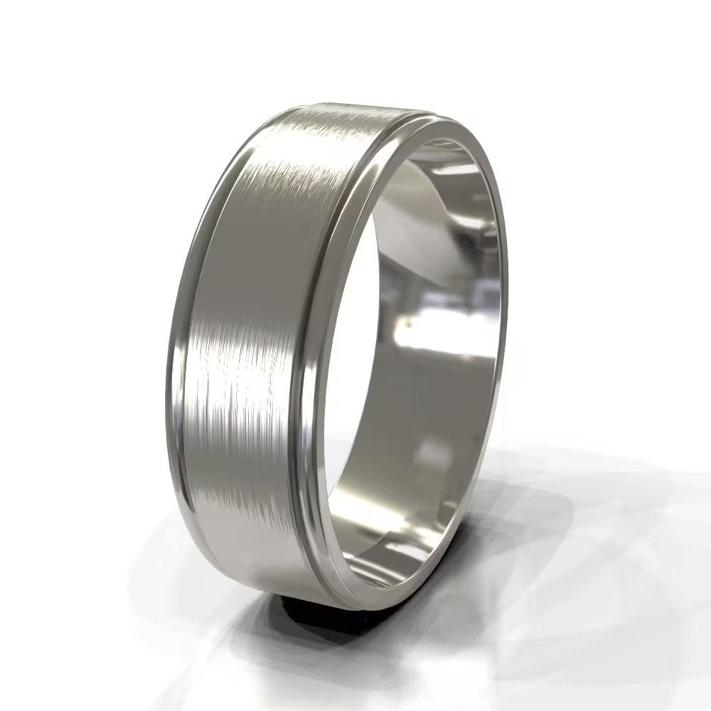 Brushed Dual Groove Flat Men's Wedding Band