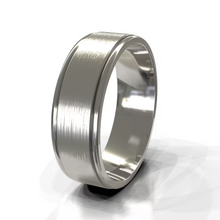 Brushed Dual Groove Flat Men's Wedding Band