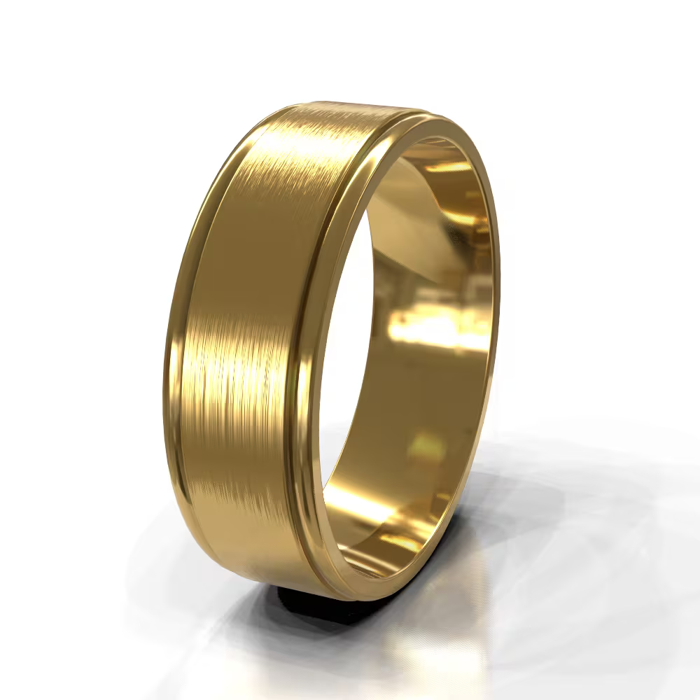 Brushed Dual Groove Flat Men's Wedding Band