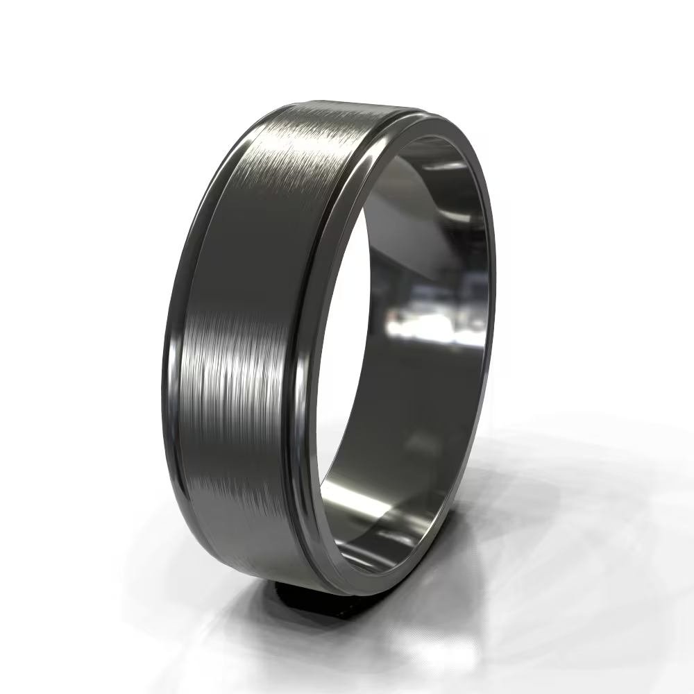Brushed Dual Groove Flat Men's Wedding Band