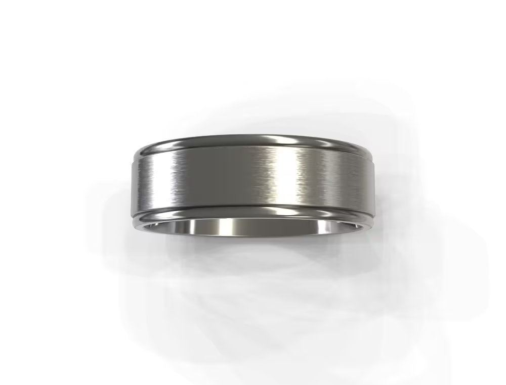 Brushed Dual Groove Flat Men's Wedding Band