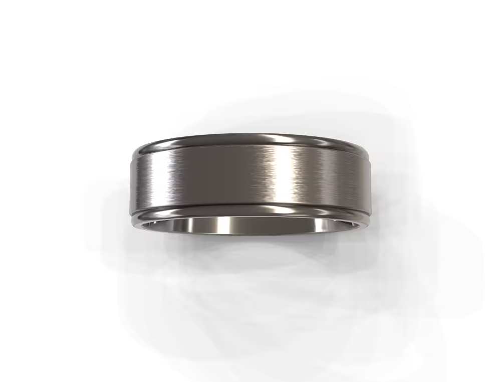 Brushed Dual Groove Flat Men's Wedding Band