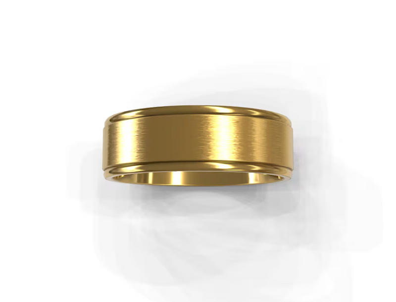 Brushed Dual Groove Flat Men's Wedding Band