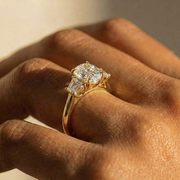 The Selene Ring — Cushion & Trapezoid Trilogy Lab-Grown Diamond Engagement Ring | The Jewel Concierge