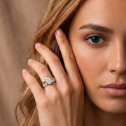 The Sara Ring - Oval Bezel Set Half Eternity Band