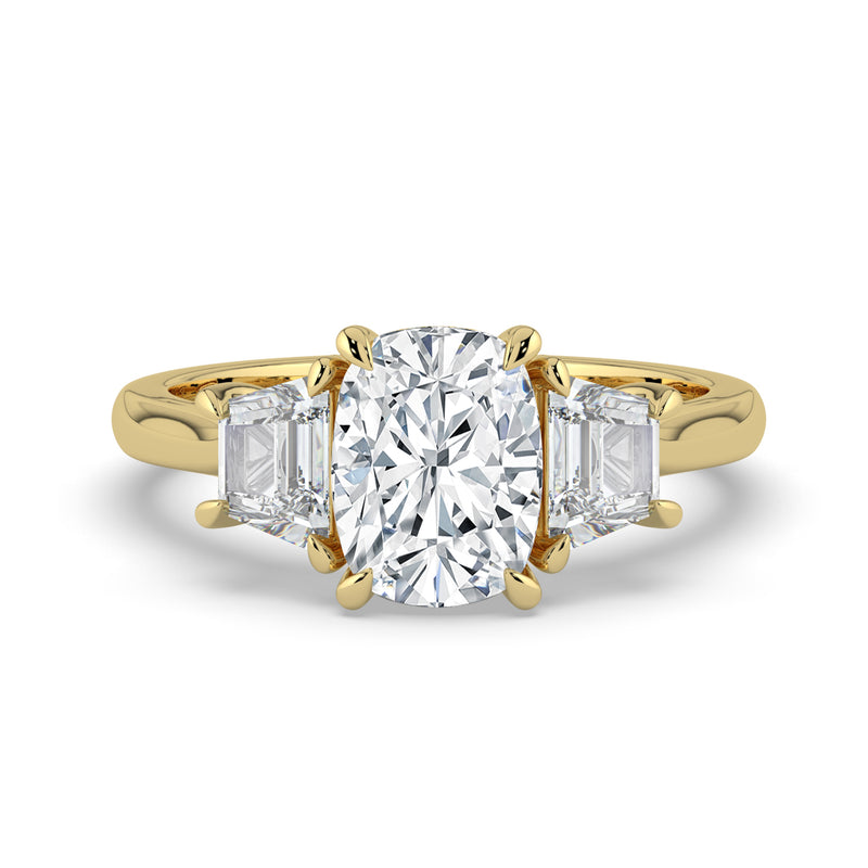 The Selene Ring — Cushion & Trapezoid Trilogy Lab-Grown Diamond Engagement Ring | The Jewel Concierge