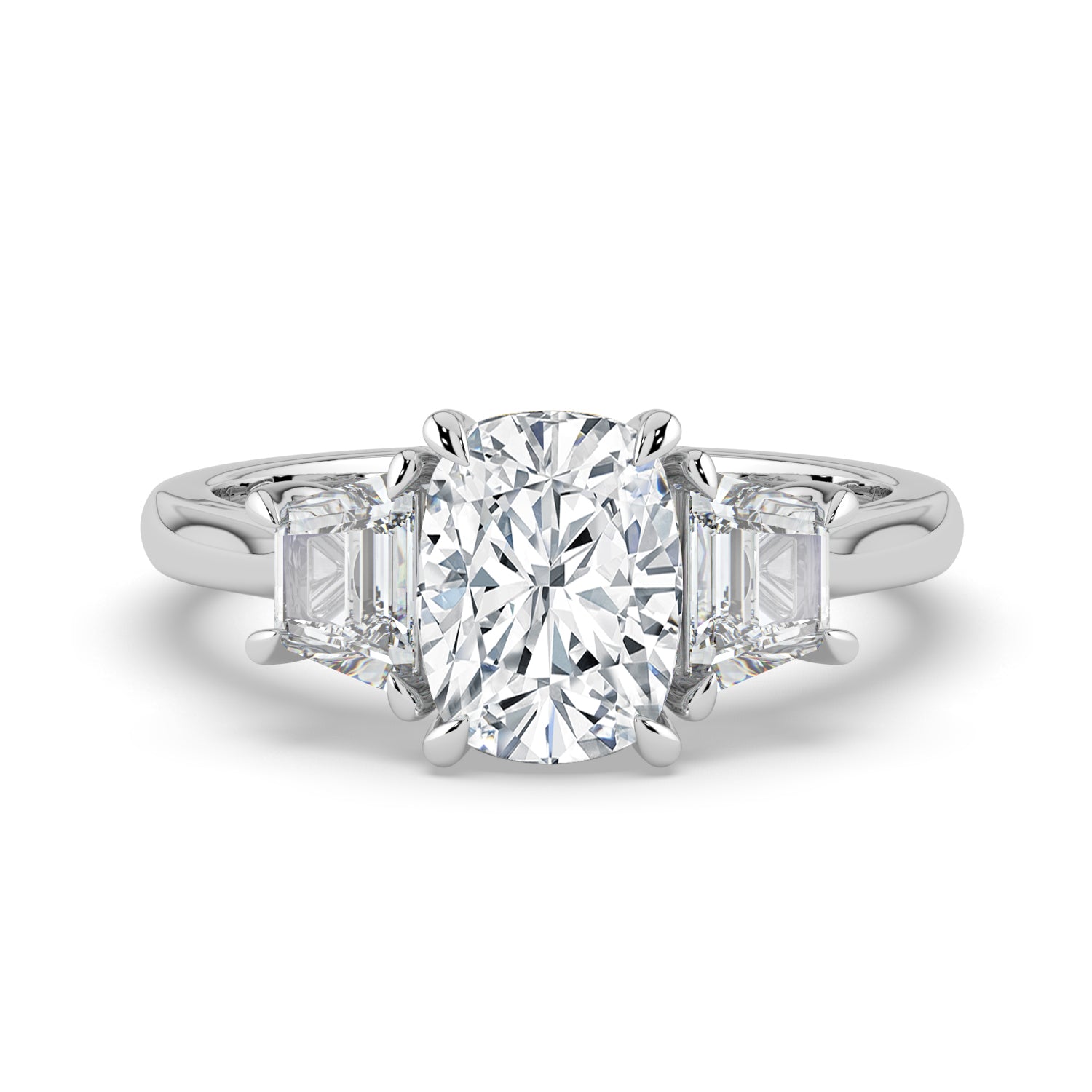 The Selene Ring — Cushion & Trapezoid Trilogy Lab-Grown Diamond Engagement Ring | The Jewel Concierge