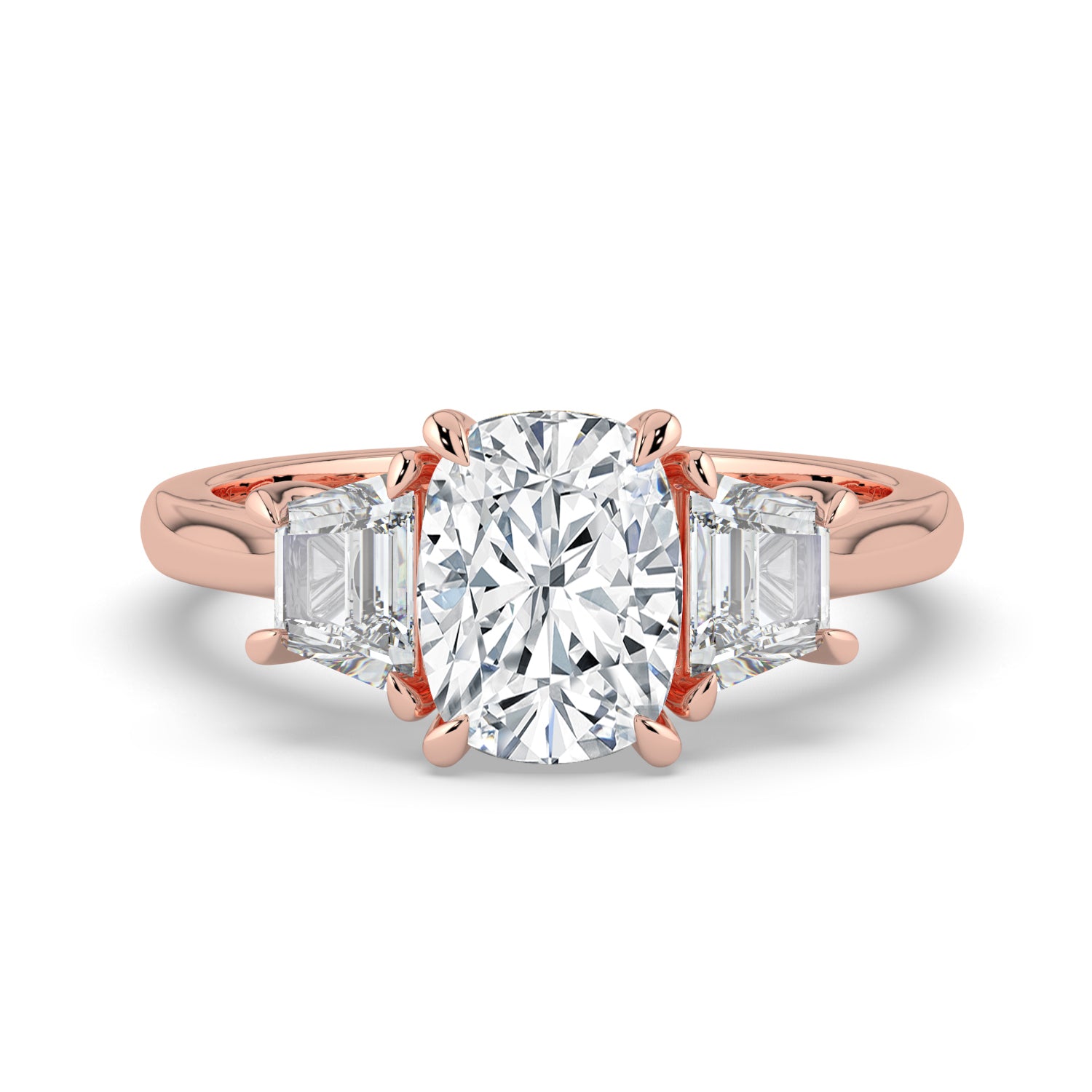 The Selene Ring — Cushion & Trapezoid Trilogy Lab-Grown Diamond Engagement Ring | The Jewel Concierge