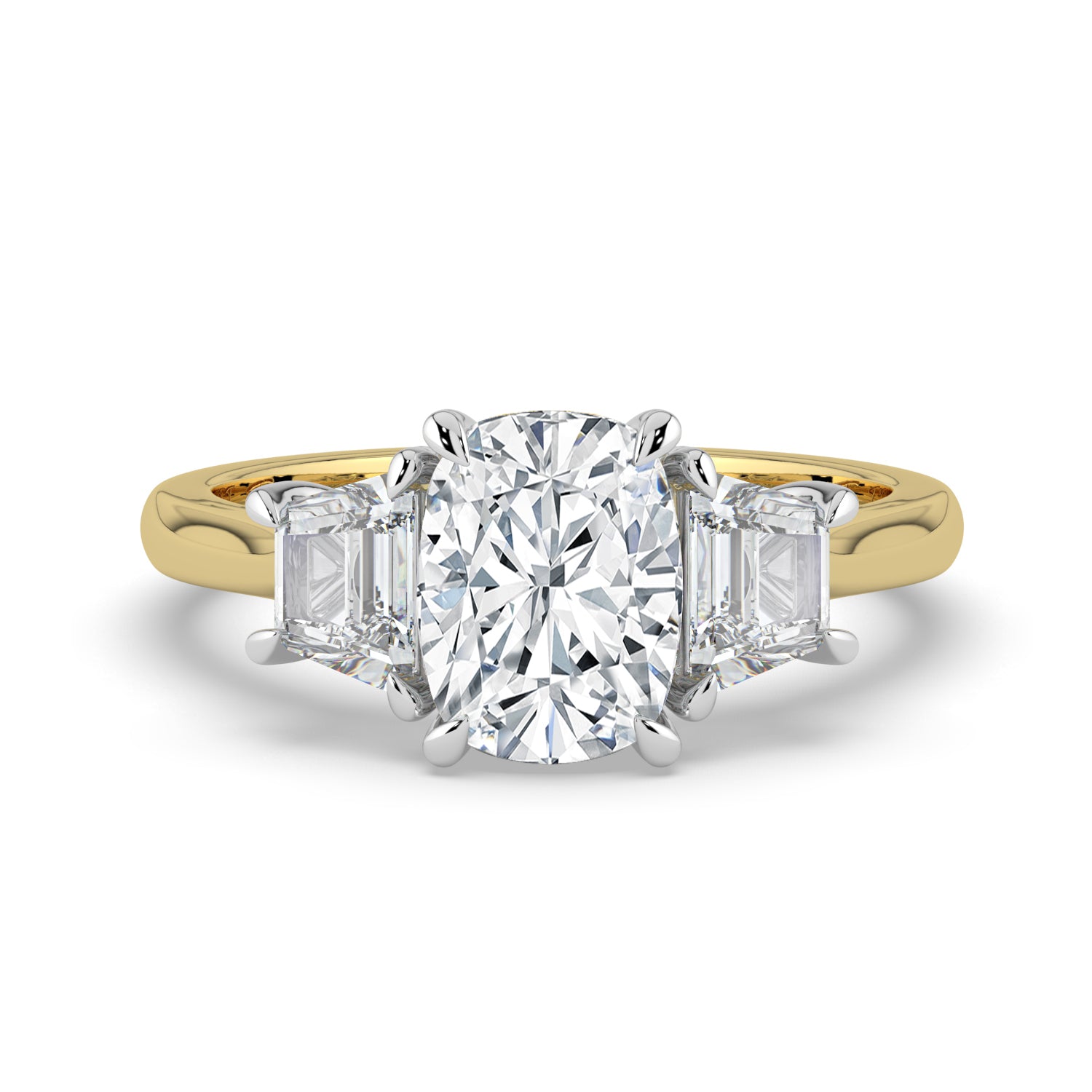 The Selene Ring — Cushion & Trapezoid Trilogy Lab-Grown Diamond Engagement Ring | The Jewel Concierge