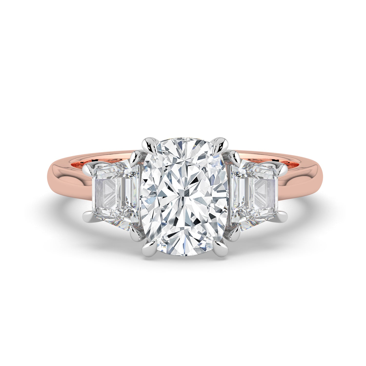 The Selene Ring — Cushion & Trapezoid Trilogy Lab-Grown Diamond Engagement Ring | The Jewel Concierge