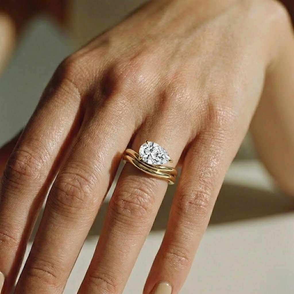 The Solis Ring — Curved Pear Solitaire Lab-Grown Diamond Engagement Ring | The Jewel Concierge