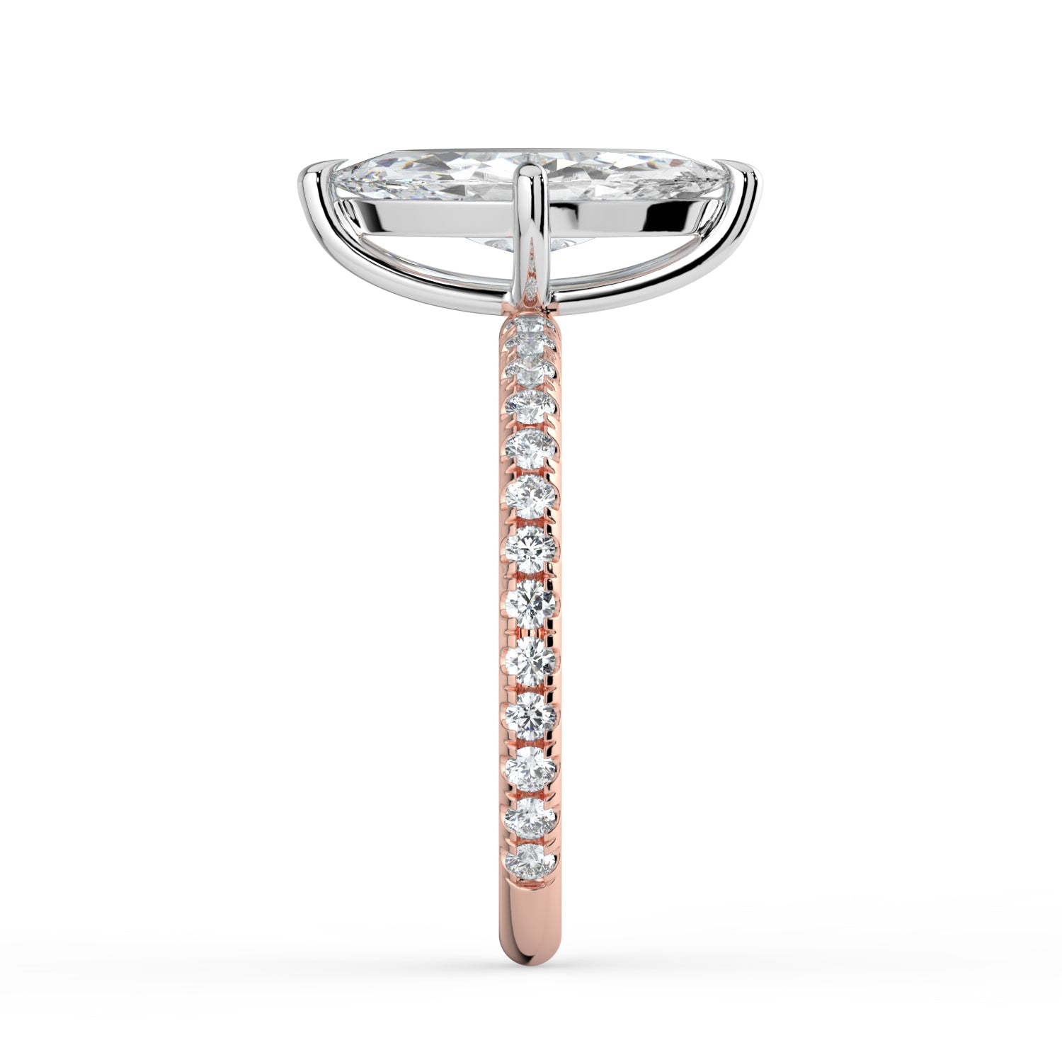 The Astra Ring - Marquise Solitaire with Pavé Band