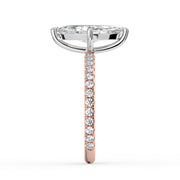 The Astra Ring — Marquise Solitaire with Pavé Band Lab-Grown Diamond Engagement Ring in Two-Tone Rose and White Gold | The Jewel Concierge