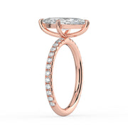 The Astra Ring — Marquise Solitaire with Pavé Band Lab-Grown Diamond Engagement Ring in Rose Gold | The Jewel Concierge