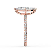 The Astra Ring — Marquise Solitaire with Pavé Band Lab-Grown Diamond Engagement Ring in Rose Gold | The Jewel Concierge
