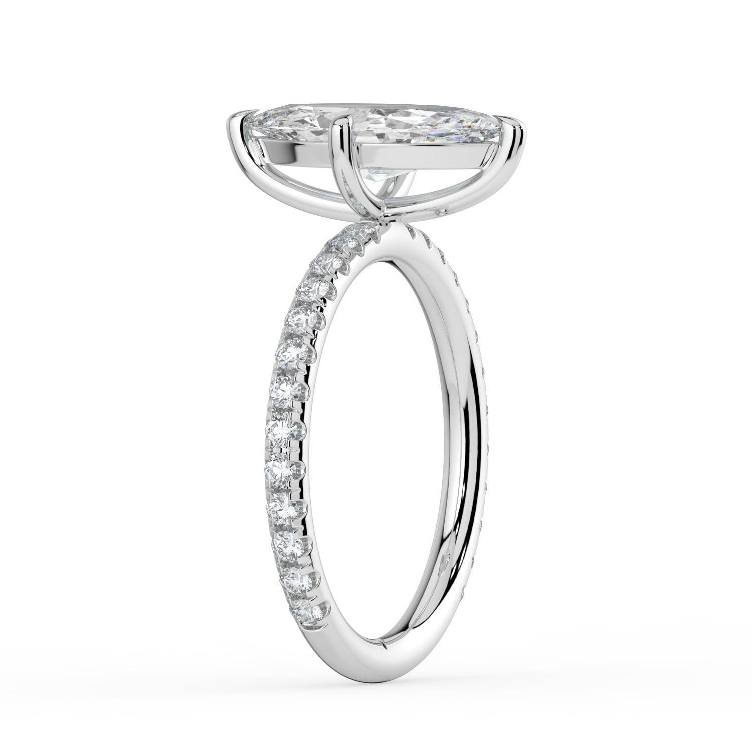 The Astra Ring - Marquise Solitaire with Pavé Band