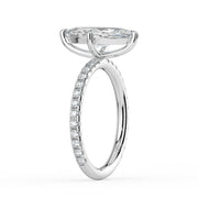 The Astra Ring — Marquise Solitaire with Pavé Band Lab-Grown Diamond Engagement Ring in White Gold | The Jewel Concierge