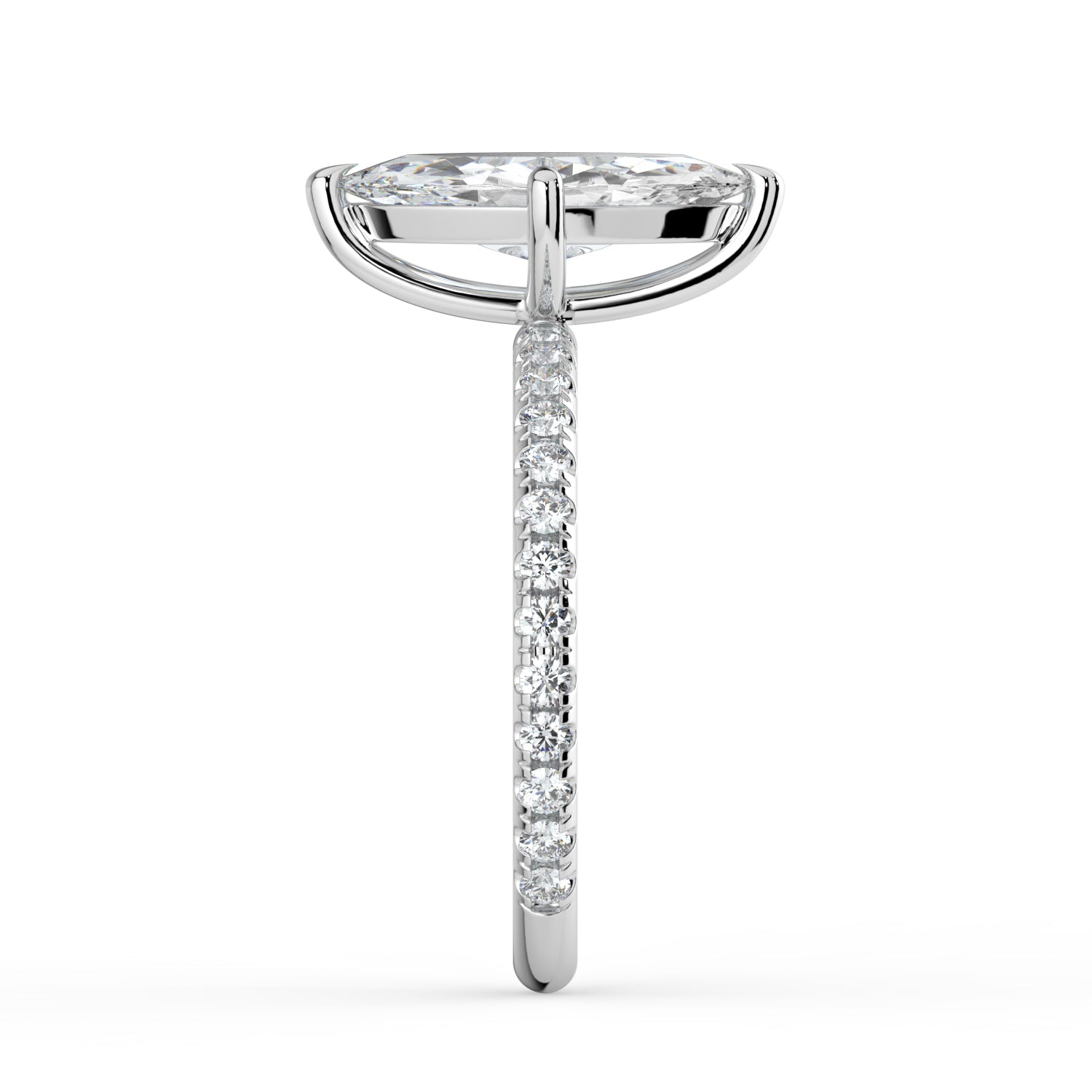The Astra Ring - Marquise Solitaire with Pavé Band
