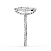The Astra Ring — Marquise Solitaire with Pavé Band Lab-Grown Diamond Engagement Ring in White Gold | The Jewel Concierge