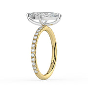 The Astra Ring — Marquise Solitaire with Pavé Band Lab-Grown Diamond Engagement Ring in Two-Tone Yellow and White Gold | The Jewel Concierge
