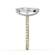 The Astra Ring — Marquise Solitaire with Pavé Band Lab-Grown Diamond Engagement Ring in Two-Tone Yellow and White Gold | The Jewel Concierge