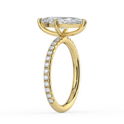 The Astra Ring — Marquise Solitaire with Pavé Band Lab-Grown Diamond Engagement Ring in Yellow Gold | The Jewel Concierge